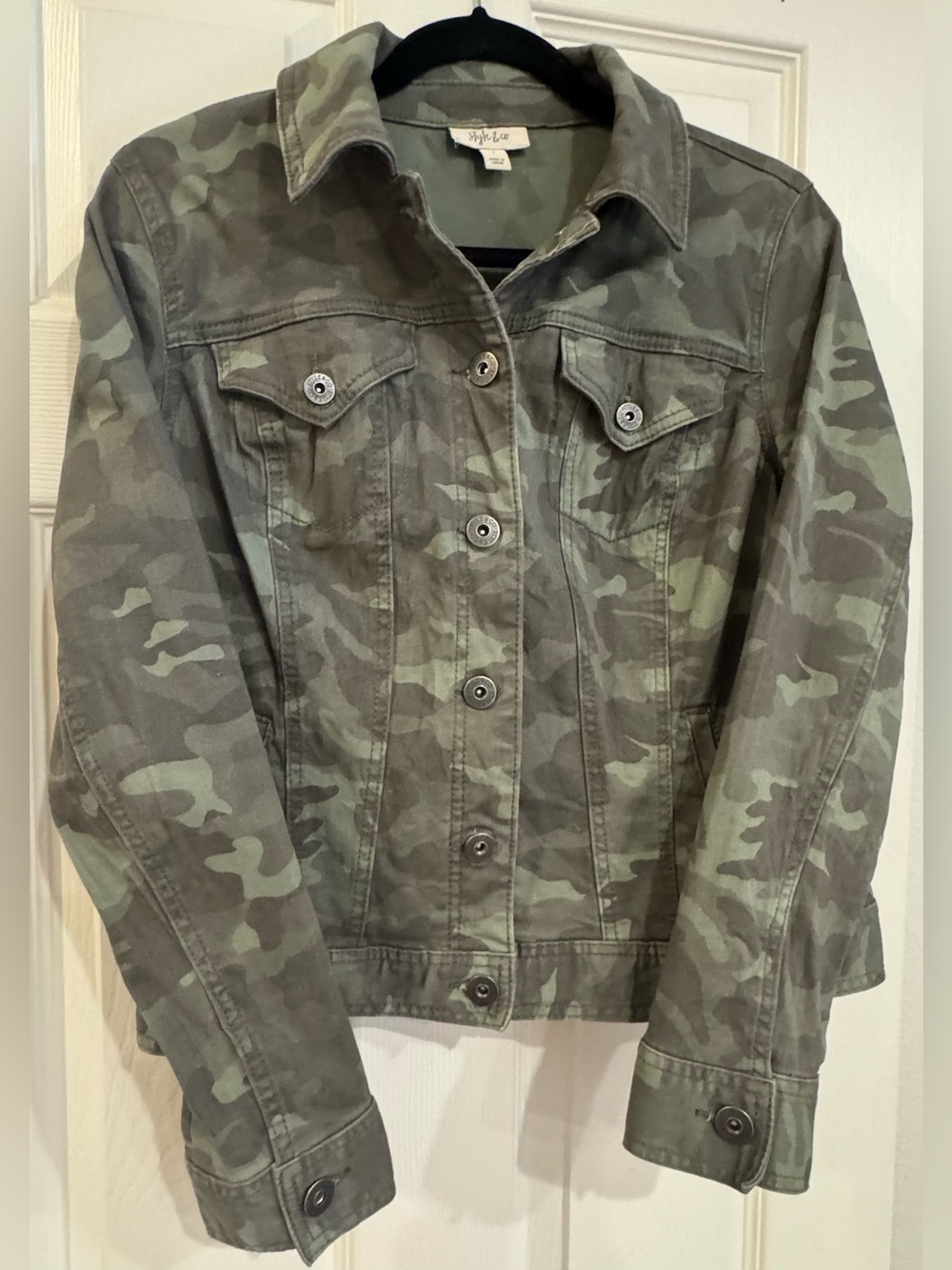 Style & Co. Camo Button-Front Women's Jacket & Matching Pants- Green